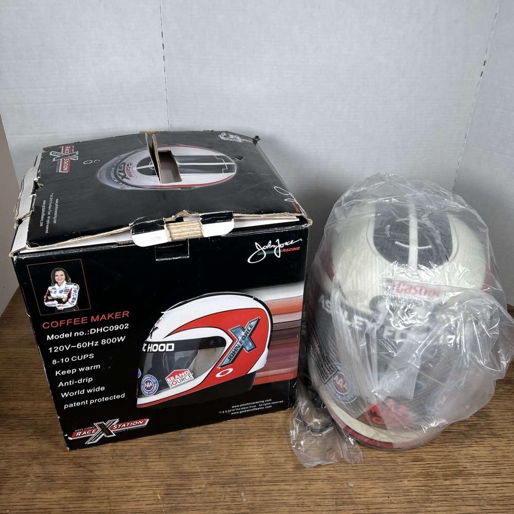 John Ashley Force NHRA Funny Car Race Station Helmet Coffee Maker 8-10 Cup NEW